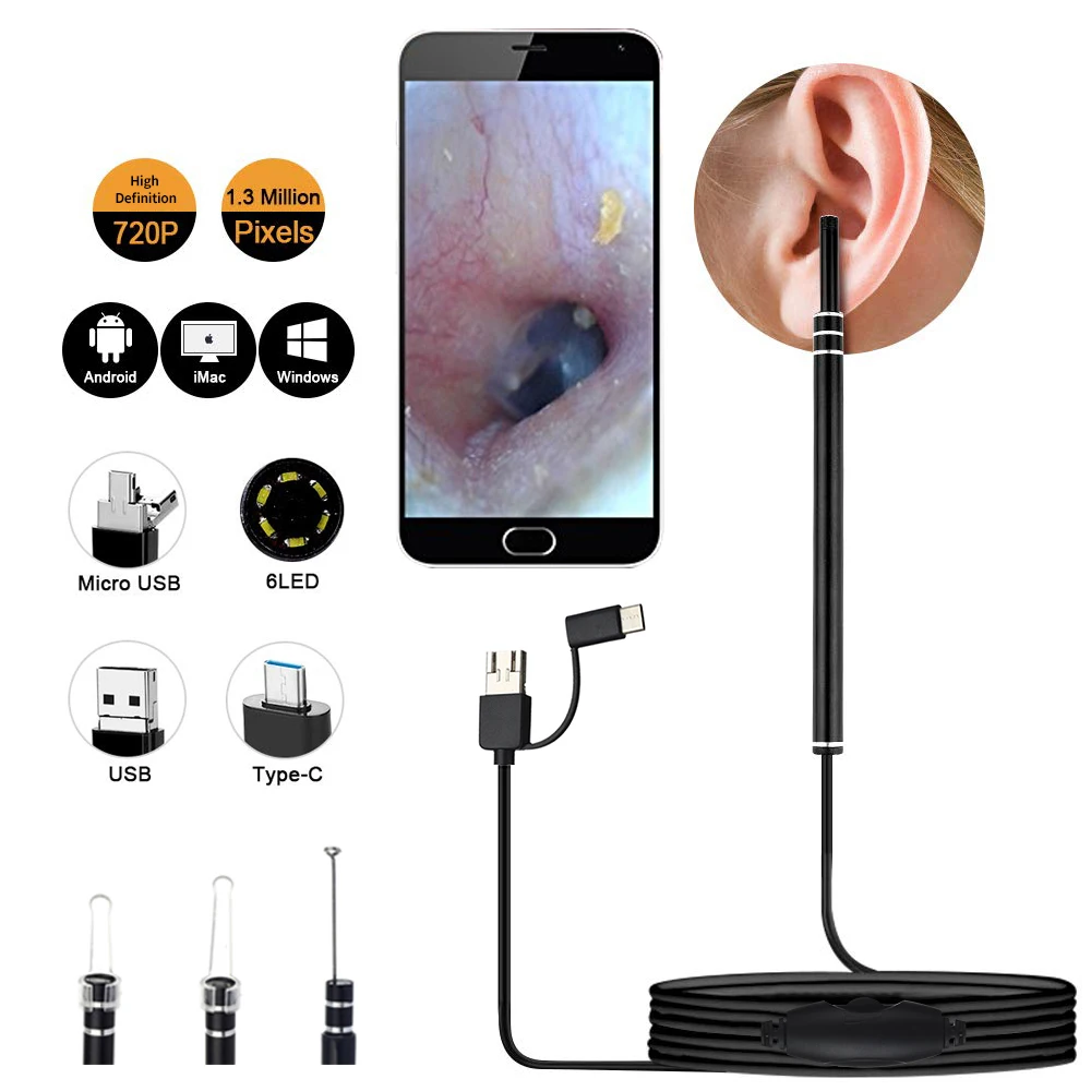 Medical In Ear Cleaning Endoscope Spoon Mini Camera Ear Picker Ear Wax Removal Visual Ear Mouth Nose Otoscope Support Android PC
Medical In Ear Cleaning Endoscope Spoon Mini Camera Ear Picker Ear Wax Removal Visual Ear Mouth Nose Otoscope Support Android PC