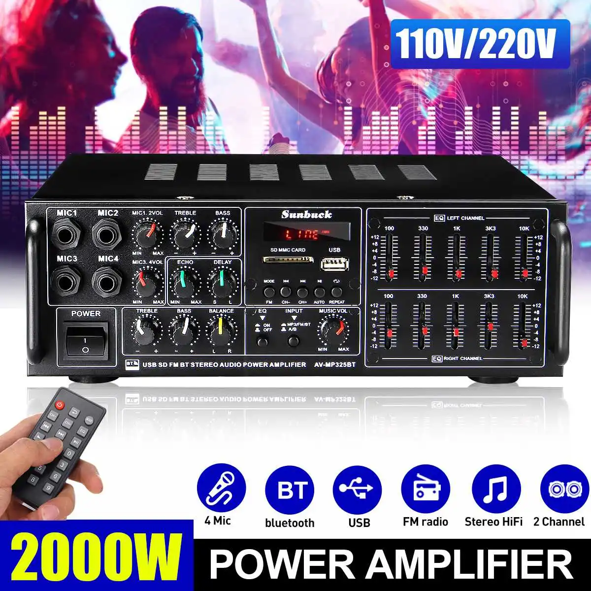 Домашний усилитель мощности, 2000 Вт, 110 В переменного тока, 220 В, BlueTooth, домашний кинотеатр, караоке, аудио, стерео, поддержка FM, USB, SD, с дистанцио...
Домашний усилитель мощности, 2000 Вт, 110 В переменного тока, 220 В, BlueTooth, домашний кинотеатр, караоке, аудио, стерео, поддержка FM, USB, SD, с дистанцио...