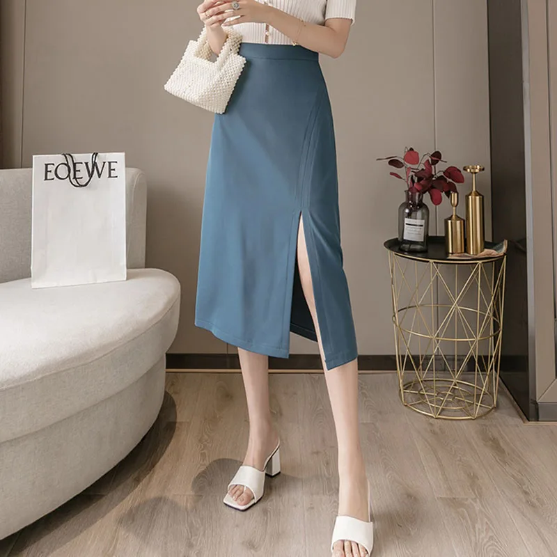 New Arrials Korean Fashion Black Skirts For Women 2021 Summer High Waist A-Line Elegant Split Midi Skirt Jupe Femme
New Arrials Korean Fashion Black Skirts For Women 2021 Summer High Waist A-Line Elegant Split Midi Skirt Jupe Femme