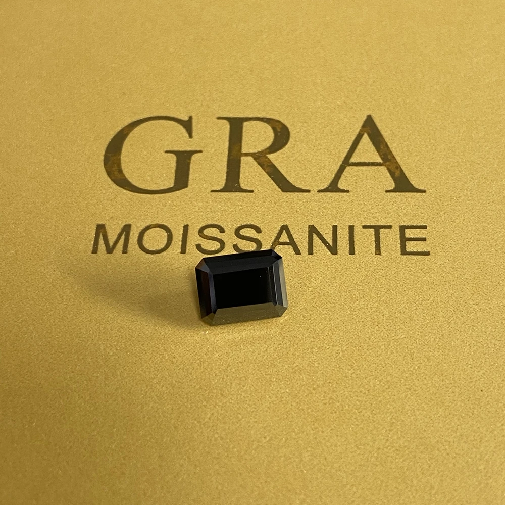 

Выращенный Муассанит 7*9 мм, изумрудная огранка, 2,2 карат, черный Муассанит, свободный цветной Муассанит, бриллиант для свадебного кольца