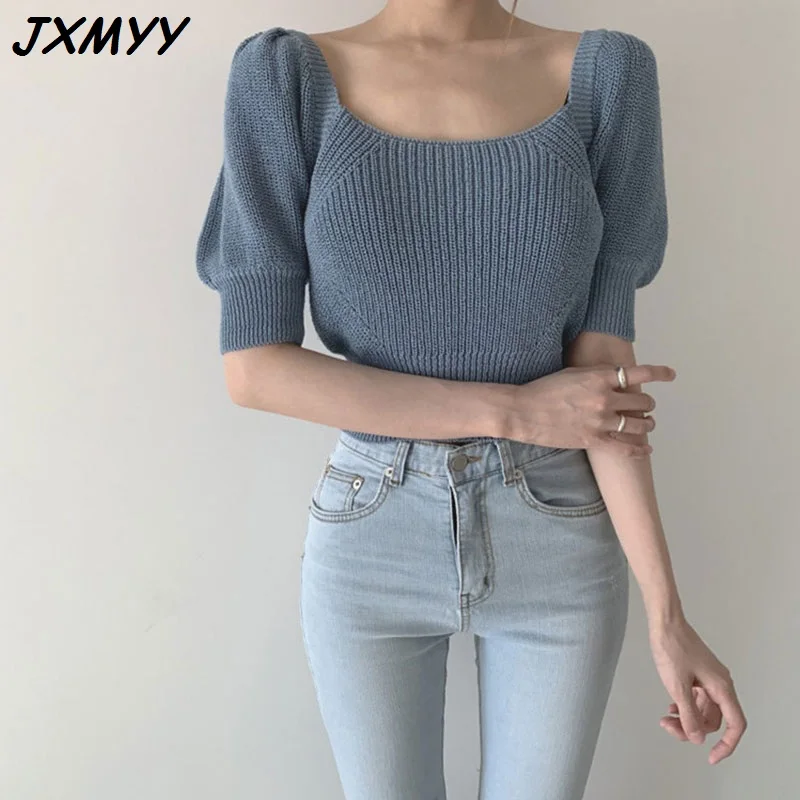 Korean open back knitted pullover ladies lace up fashion chic elegant square neck hollow sweater puff sleeve casual top JXMYY
Korean open back knitted pullover ladies lace up fashion chic elegant square neck hollow sweater puff sleeve casual top JXMYY