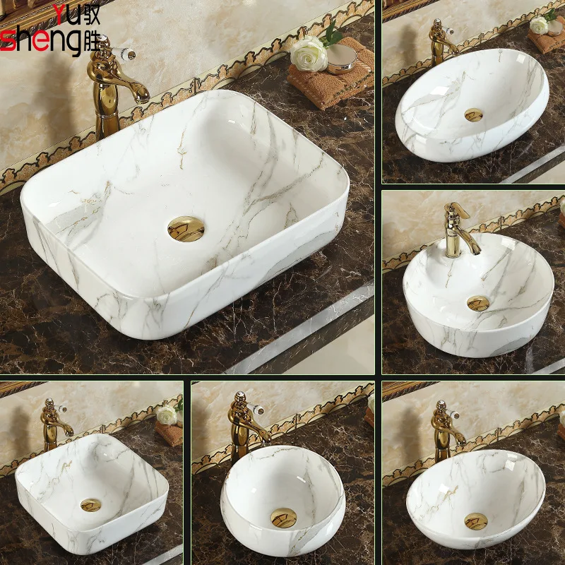 Ceramic Upper Basin European-style Washbasin Upscale Hotel Washbasin Color Art Basin Small-sized Marble Basin
Ceramic Upper Basin European-style Washbasin Upscale Hotel Washbasin Color Art Basin Small-sized Marble Basin