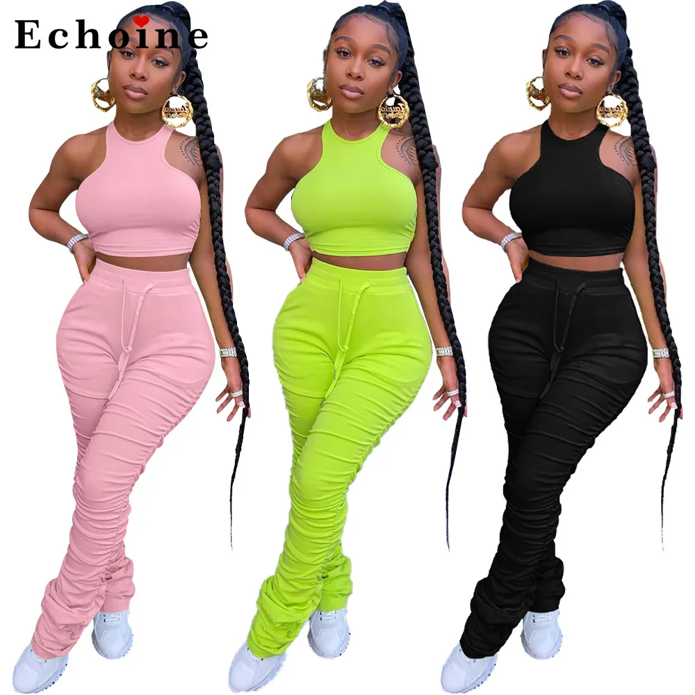 Women Solid Color Tight Vest Pleated Long Pencil Pants Suit Two-Piece Set Halter Sleeveless Crop Tops Lace Up Fitness Tracksuit
Women Solid Color Tight Vest Pleated Long Pencil Pants Suit Two-Piece Set Halter Sleeveless Crop Tops Lace Up Fitness Tracksuit