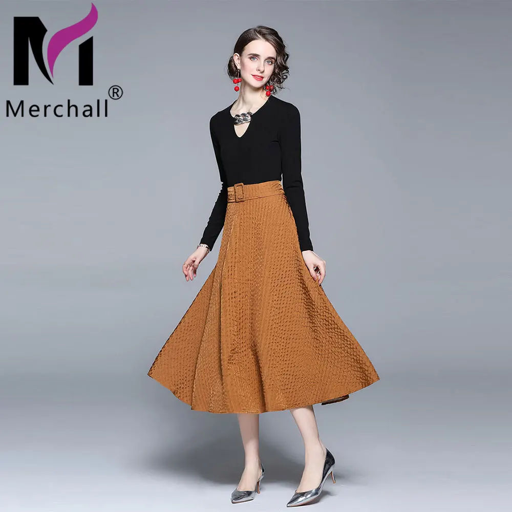 French Elegant Two Piece Dress Set Women's V Neck Long Sleeve Pullovers + High Waist A Line Midi Skirt Sets with Belt M45241
French Elegant Two Piece Dress Set Women's V Neck Long Sleeve Pullovers + High Waist A Line Midi Skirt Sets with Belt M45241