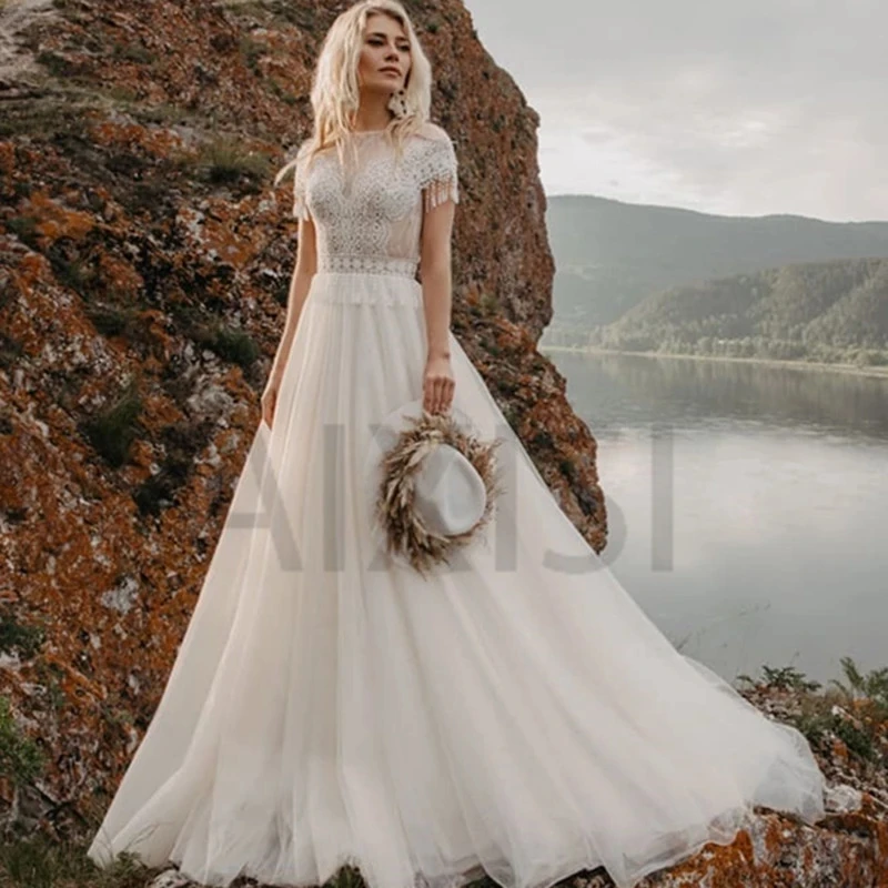 Jasmine Wedding Dress No Bra O Neck Short Sleeve A-Line Bride Vestido Appliques Lace Cut-Out Elegant Robe de mariée
Jasmine Wedding Dress No Bra O Neck Short Sleeve A-Line Bride Vestido Appliques Lace Cut-Out Elegant Robe de mariée
