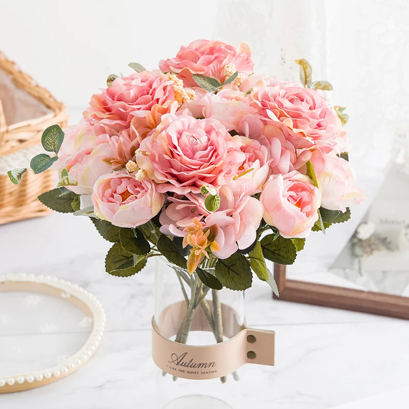 Silk Rose Peony Artificial Flowers Bouquet High Quality Vase for Home Decor Christmas Wedding Bridal Accessories Clearance
Silk Rose Peony Artificial Flowers Bouquet High Quality Vase for Home Decor Christmas Wedding Bridal Accessories Clearance
