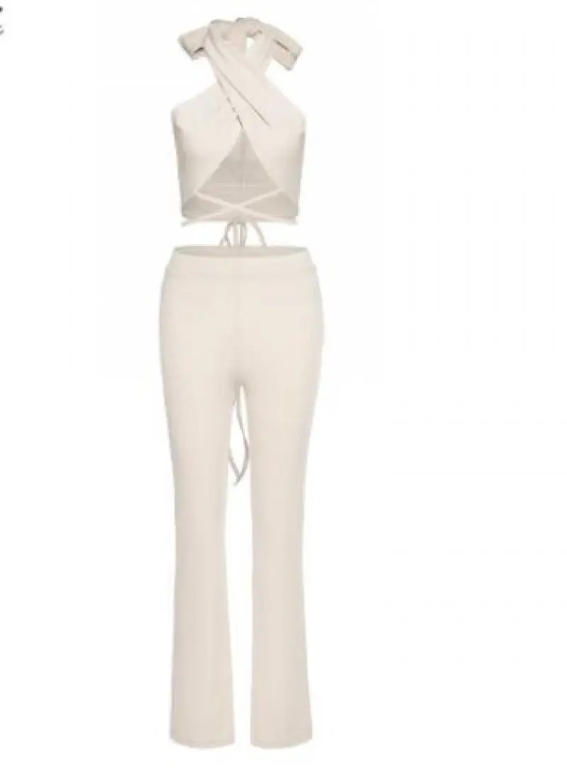 Women Spring Summer Solid Knitting Slim Two Piees Set Women Sexy Sleeveless Criss-Cross Tank Top And High Waist Trousers Outfit
Women Spring Summer Solid Knitting Slim Two Piees Set Women Sexy Sleeveless Criss-Cross Tank Top And High Waist Trousers Outfit