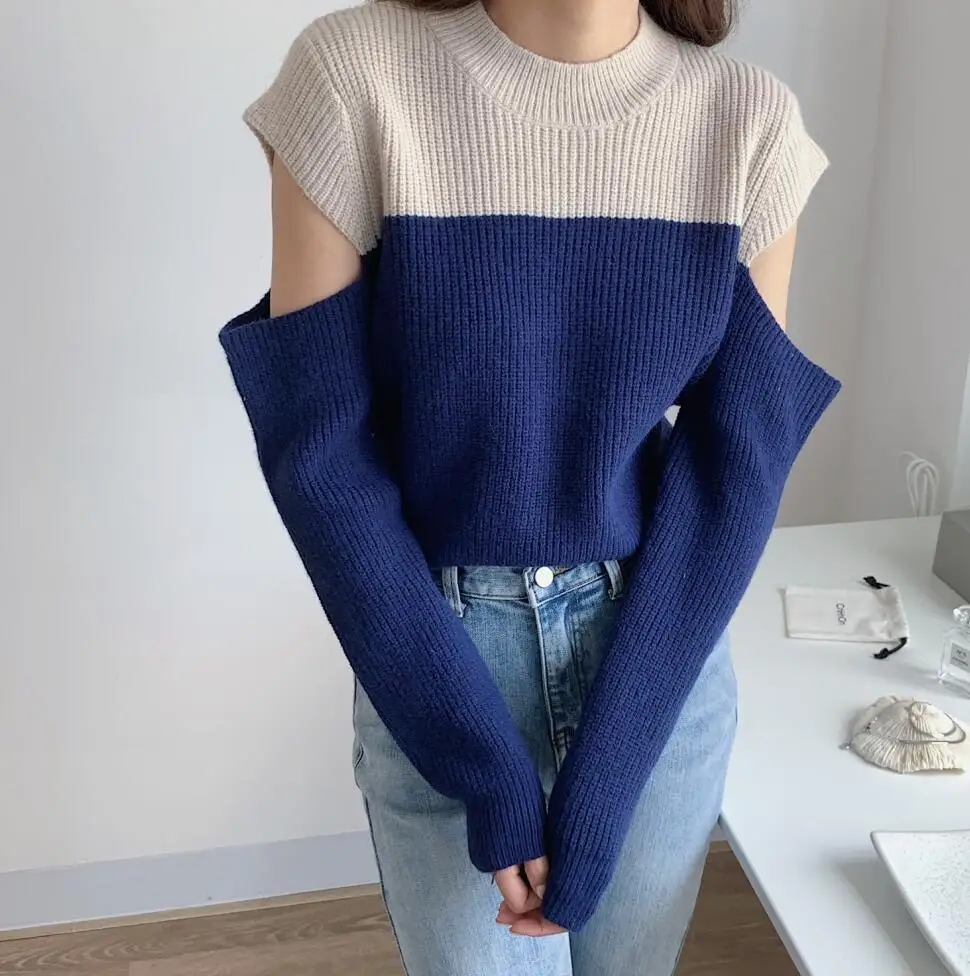 Knitted Color Patchwork sexy Strapless Elegant Sweater Women Winter Casual Korean Warm Simple Pullovers Female Outwear W270
Knitted Color Patchwork sexy Strapless Elegant Sweater Women Winter Casual Korean Warm Simple Pullovers Female Outwear W270