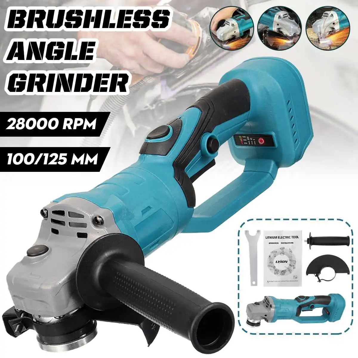 125mm Impact Angle Grinder 3 Speed Brushless Cordless Power Tools Polishing Grinding Cutting Machine For Makita 18V Battery
125mm Impact Angle Grinder 3 Speed Brushless Cordless Power Tools Polishing Grinding Cutting Machine For Makita 18V Battery