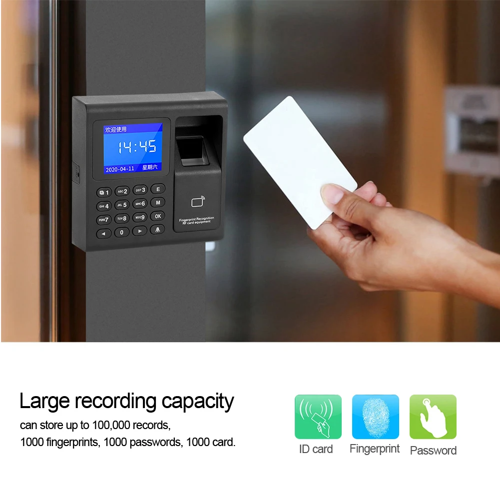 Time Attendance System Clock Recorder 1.8in Time Attendance Machine 26/34 125KHz RFID Biometric Fingerprint ID Card Keyless
Time Attendance System Clock Recorder 1.8in Time Attendance Machine 26/34 125KHz RFID Biometric Fingerprint ID Card Keyless