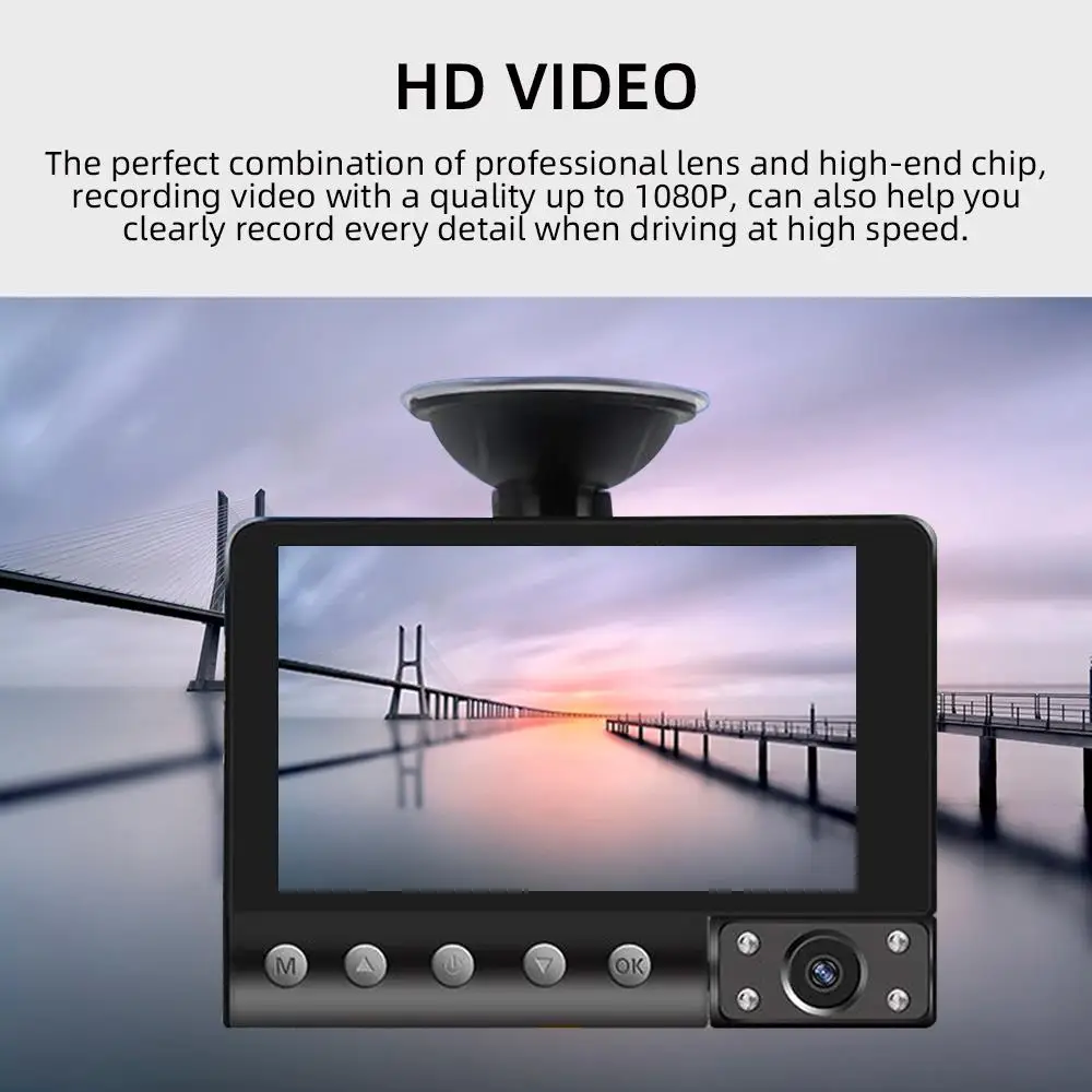 Durable Driving Recorder Night Vision Front and Rear 1080P HD Three Lens Universal 4Inch Car Camera Dash Cam Portable
Durable Driving Recorder Night Vision Front and Rear 1080P HD Three Lens Universal 4Inch Car Camera Dash Cam Portable