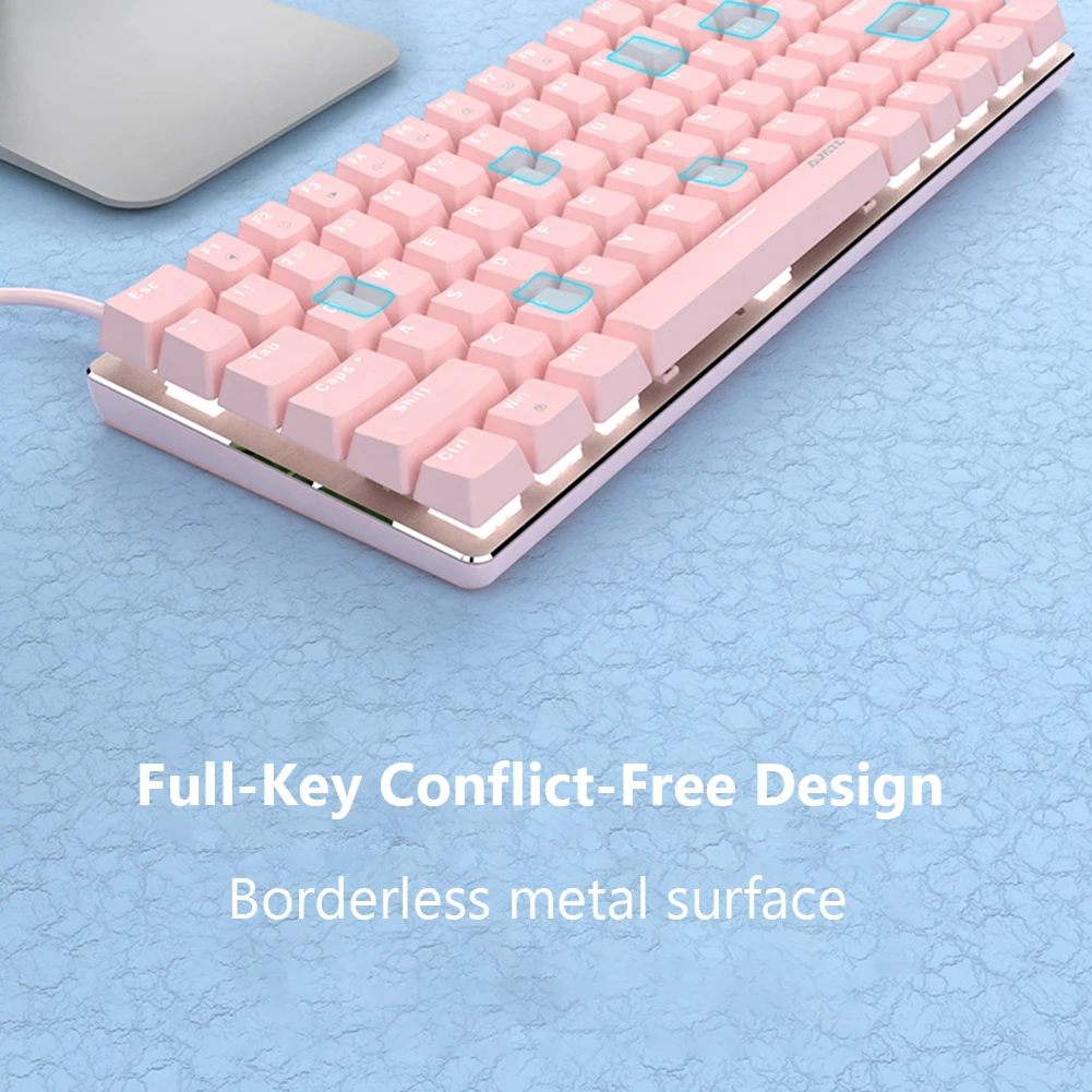 Mechanical Gaming Keyboard 82 Keys Layout Cute Pink Keycaps Red/Blue Switch for Win PC IOS Desktop Laptop | Компьютеры и офис