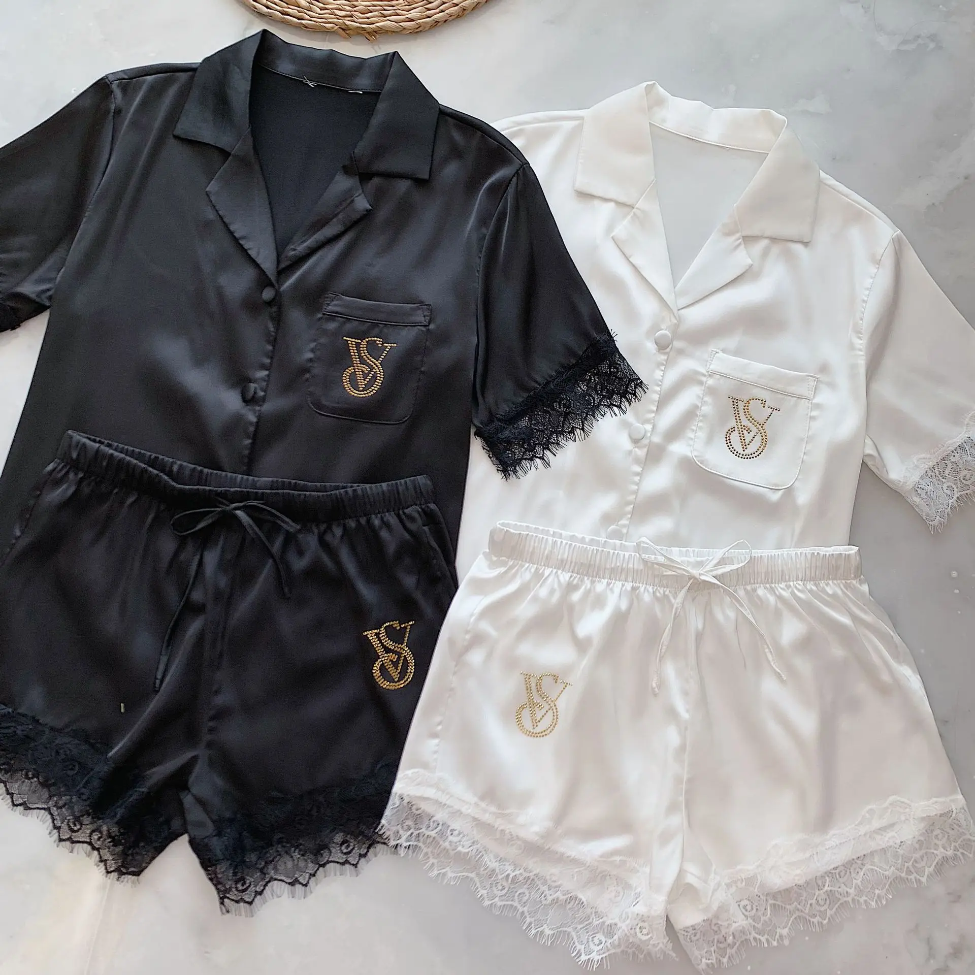 ICCLEK Pajamas for Women Shorts Female Sexy Lace Pajamas Summer Silky Satin Homewear Short Sleeve Gifts for Wife and Girlfriend
ICCLEK Pajamas for Women Shorts Female Sexy Lace Pajamas Summer Silky Satin Homewear Short Sleeve Gifts for Wife and Girlfriend