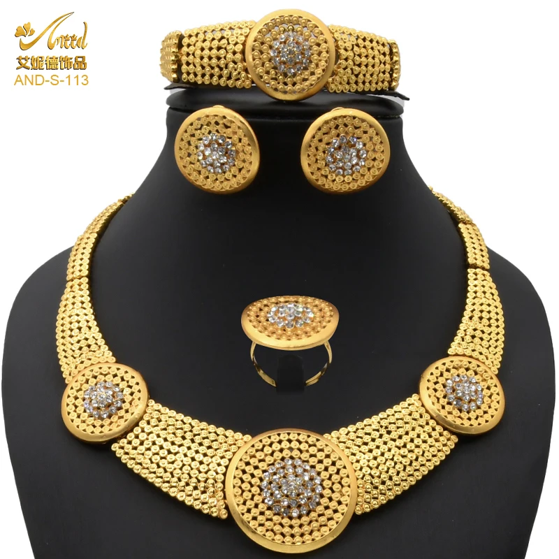 

ANIID Jewelery Sets Necklace For Women Dubai Indian Jewelry Wedding Bride Rings Earring African Bohemian Ethiopian Bracelets 24k