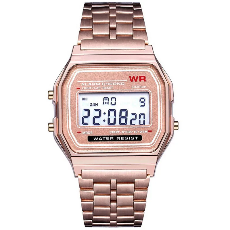 2019 Vintage Digital Wristwatches LED Digital Waterproof Quartz Wrist Watch Dress Golden Wrist Watch Women Men relogio masculino 
2019 Vintage Digital Wristwatches LED Digital Waterproof Quartz Wrist Watch Dress Golden Wrist Watch Women Men relogio masculino