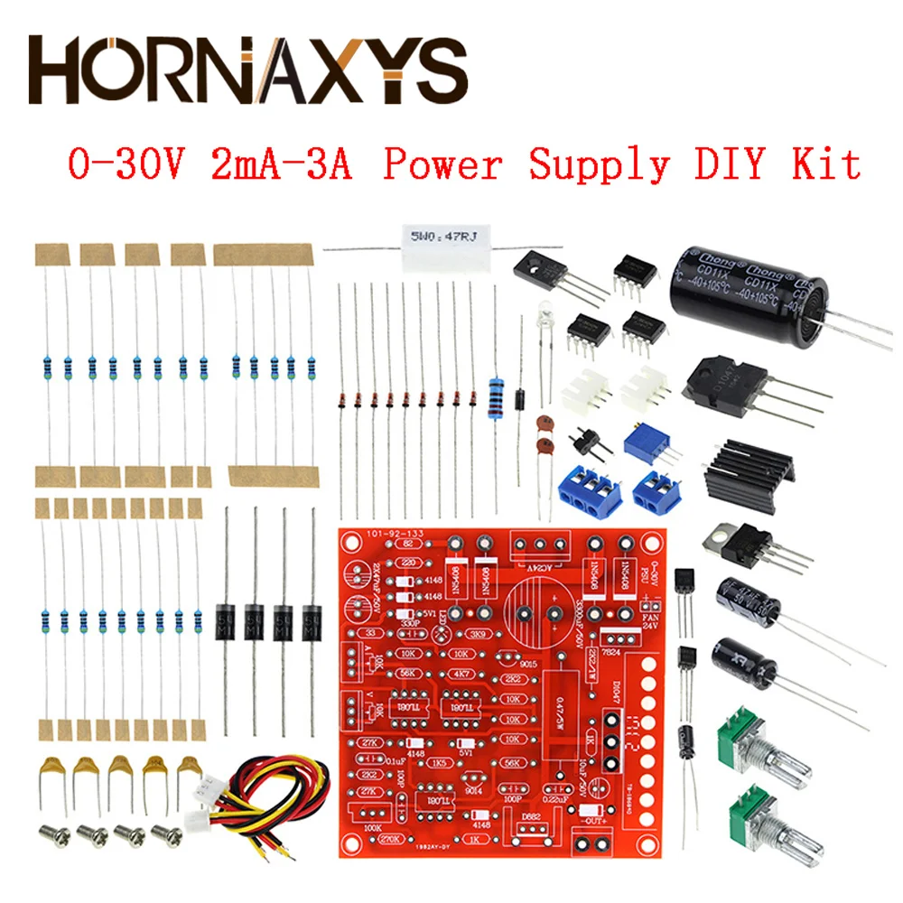 

DC Regulated Power Supply 0-30V 2mA-3A Continuously Adjustable Current Limiting Protection Voltage Regulator Set DIY Kit