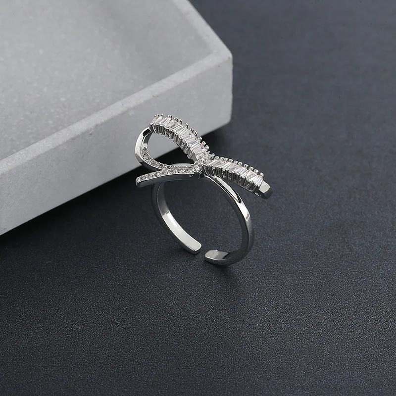 VENTFILLE 925 Sterling Silver Fashion Simple Bow Knot Zircon Ring Ladies Personality Sweet Temperament Ring Jewelry Gifts
VENTFILLE 925 Sterling Silver Fashion Simple Bow Knot Zircon Ring Ladies Personality Sweet Temperament Ring Jewelry Gifts