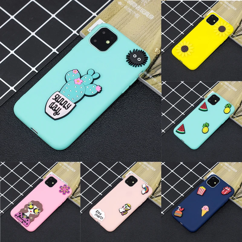 Мягкий Силиконовый ТПУ чехол Coque для iPhone 11 2019 3D милый Единорог кактус девушки