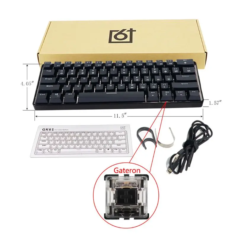 RGB Backlit Bluetooth 5.0 Wireless Dual Mode Mechanical Keyboard Portable Compact Waterproof Mini Gaming 61 Gateron Keys | Компьютеры и