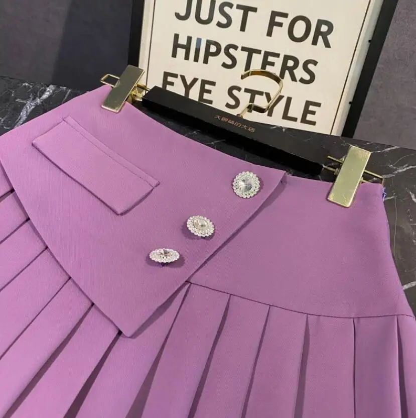 Fashion Rhinestone Buckle High Waist Slimming Pleated Skirt Girls Lady Students All-match Skirts s673
Fashion Rhinestone Buckle High Waist Slimming Pleated Skirt Girls Lady Students All-match Skirts s673