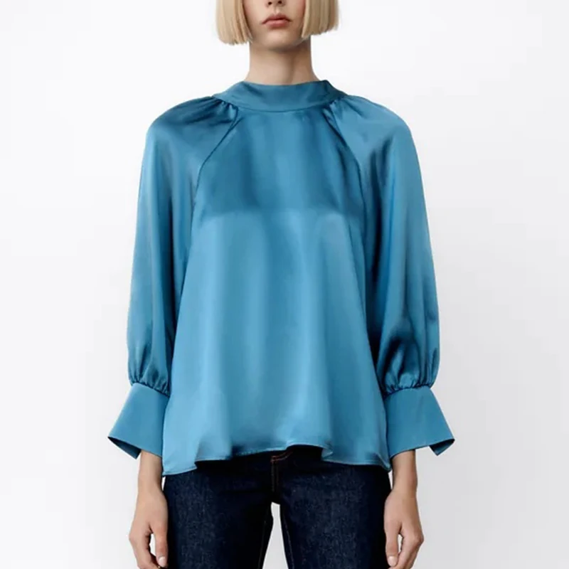 Za Women Casual Blouse Shirts 2021 Spring Autumn Back Bow T-Shirt Long Sleeve Female Solid Color Silk Soft Tops Shirt
Za Women Casual Blouse Shirts 2021 Spring Autumn Back Bow T-Shirt Long Sleeve Female Solid Color Silk Soft Tops Shirt