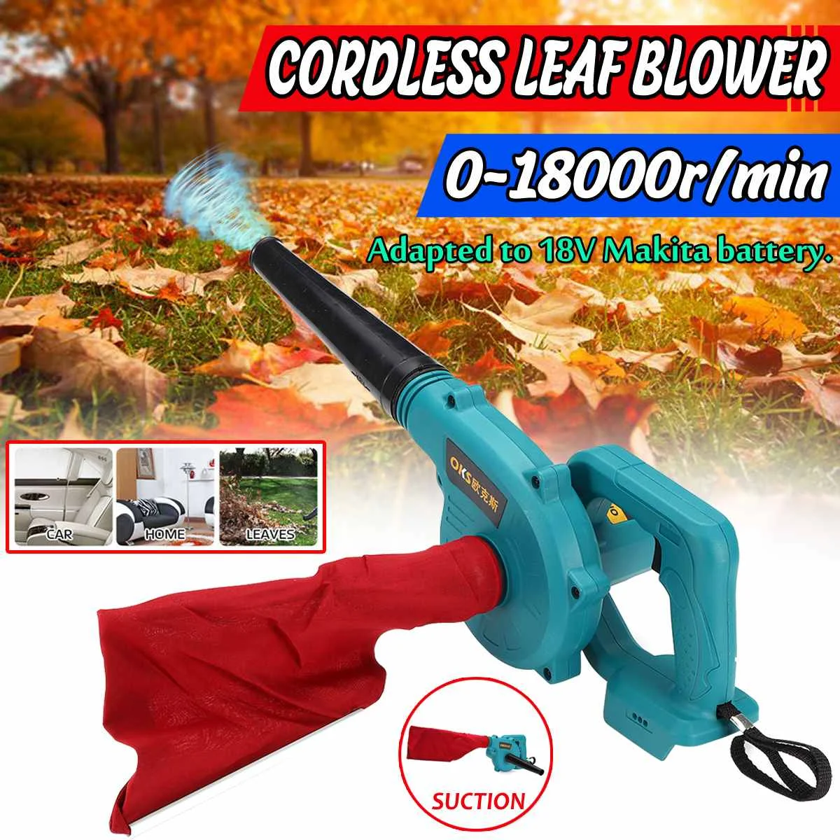 for 18V Makita Li-ion Battery Cordless Electric Air Blower & Suction Handheld Leaf Computer Dust Collector Cleaner Power Tool
for 18V Makita Li-ion Battery Cordless Electric Air Blower & Suction Handheld Leaf Computer Dust Collector Cleaner Power Tool