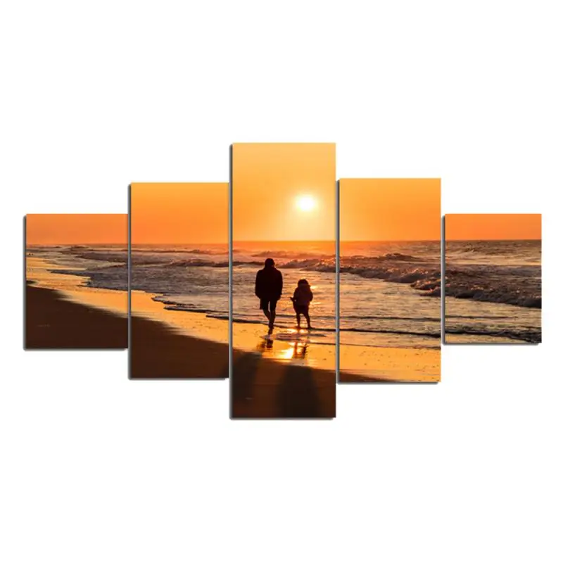 Home Decor Poster Beach Couple Wandering Canvas Painting Seascape Sunset Wall Art 5 Pieces Pictures for Living Room Bedroom Deco 
Home Decor Poster Beach Couple Wandering Canvas Painting Seascape Sunset Wall Art 5 Pieces Pictures for Living Room Bedroom Deco