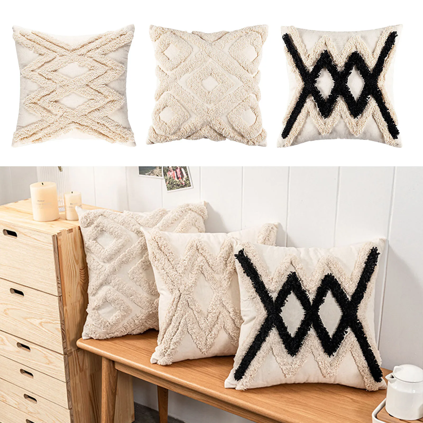 Tufted Throw Pillow Covers - Decorative Square Pillow Case - Pillowcase for Sofa Couch Chair Car Office 16x16''
Tufted Throw Pillow Covers - Decorative Square Pillow Case - Pillowcase for Sofa Couch Chair Car Office 16x16''