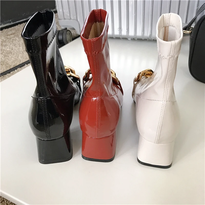 2021 New Brand Chain Women Boots Fashion Chain Pointed Toe Elastic Slip On Ankle Boot Shoes Square Low Heel Female Socks Boots
2021 New Brand Chain Women Boots Fashion Chain Pointed Toe Elastic Slip On Ankle Boot Shoes Square Low Heel Female Socks Boots