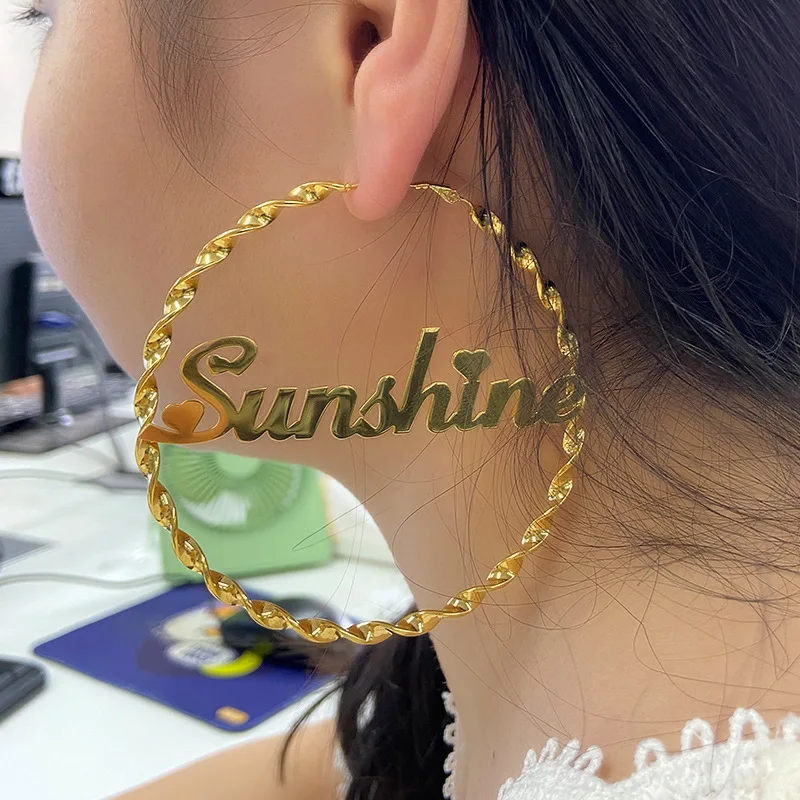 2021 Custom Name Earrings Stainless Steel Twist Thread Earrings Hoop Customized Nameplate Earrings Women Jewelry Christmas Gifts
2021 Custom Name Earrings Stainless Steel Twist Thread Earrings Hoop Customized Nameplate Earrings Women Jewelry Christmas Gifts