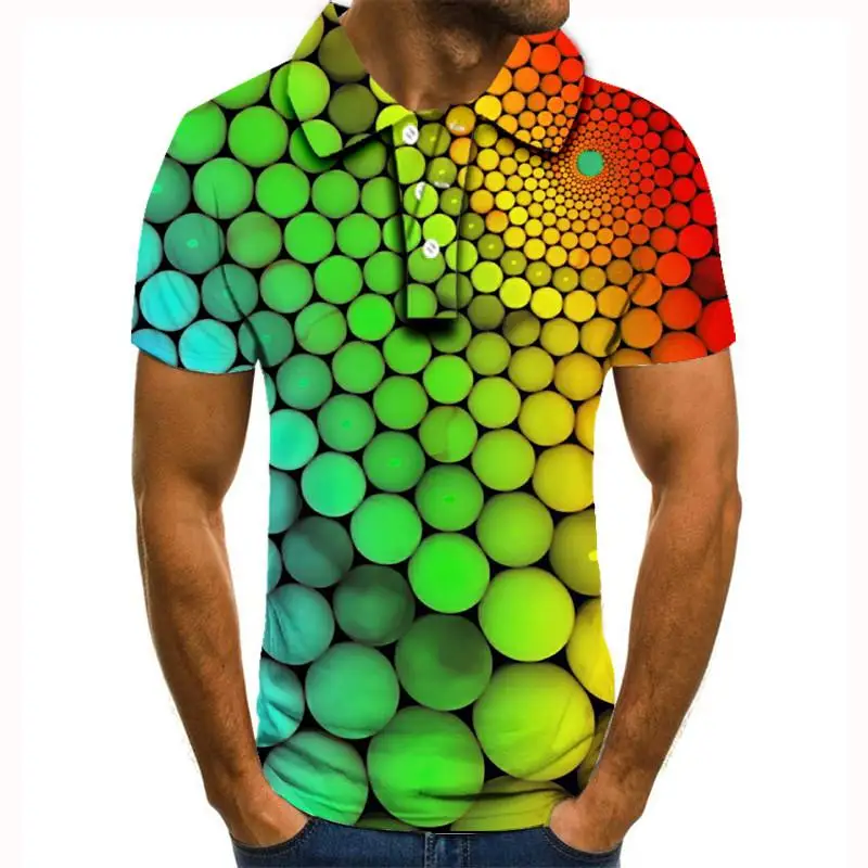 

2020 new polo homme Summer Men's Short Sleeve Polo Shirt High Quality Men Colored balls Printed Polo Shirt polos para hombre