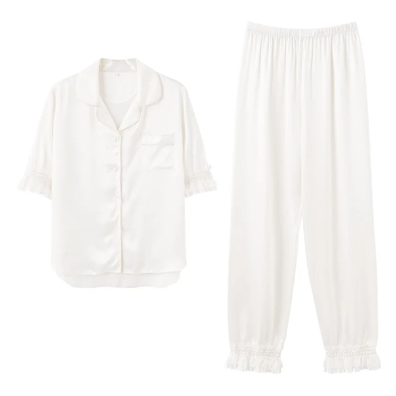 QSROCIO Summer Women's Pajamas Set Luxury Style Fashion Plaid Short Sleeve Sleepwear Silk Like Leisure Home Clothes Nightwear 
QSROCIO Summer Women's Pajamas Set Luxury Style Fashion Plaid Short Sleeve Sleepwear Silk Like Leisure Home Clothes Nightwear