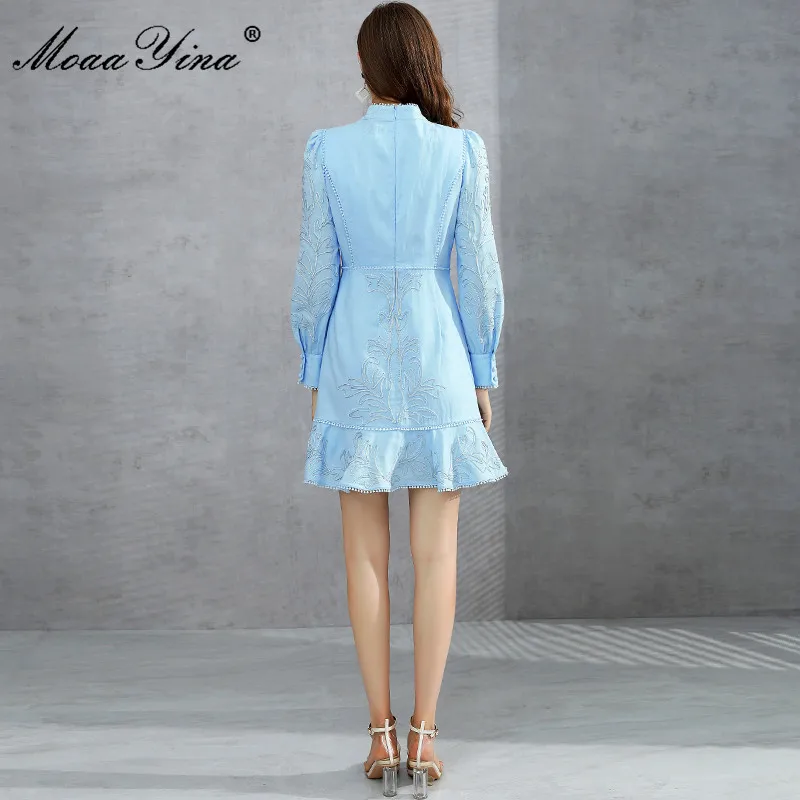 MoaaYina Fashion Designer dress Spring Women's Dress Stand collar Long sleeve Single-breasted Embroidery Cotton linen Dresses
MoaaYina Fashion Designer dress Spring Women's Dress Stand collar Long sleeve Single-breasted Embroidery Cotton linen Dresses