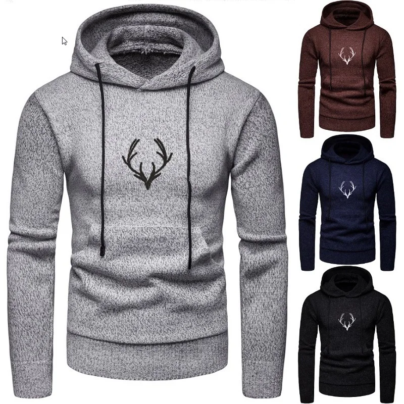 Fall/winter Men's Pullovers Cap Rope Pullover Sweater Fawn Embroidered Hooded
Fall/winter Men's Pullovers Cap Rope Pullover Sweater Fawn Embroidered Hooded