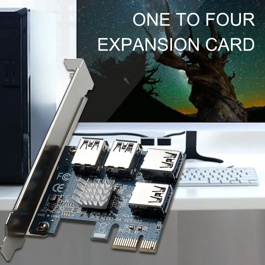 PCIe 1 to 4 PCI-express 16X slots Riser Card PCI-E 1X to External 4 PCI-e USB 3.0 Adapter Multiplier Card for Bitcoin Miner
PCIe 1 to 4 PCI-express 16X slots Riser Card PCI-E 1X to External 4 PCI-e USB 3.0 Adapter Multiplier Card for Bitcoin Miner