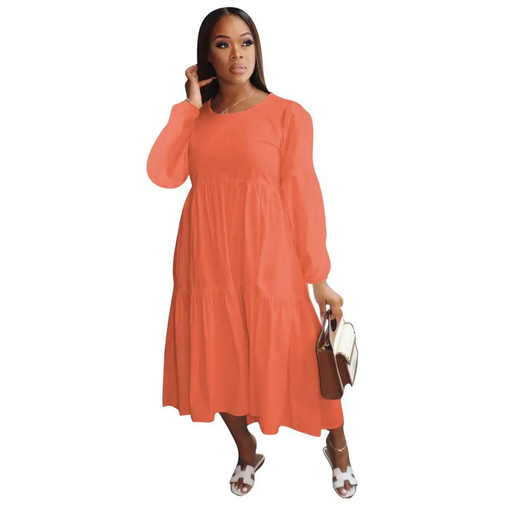 Fashion Autumn Women Causal Dress Newest O-Neck Long Sleeve Pleated Patchwork Ruffles Loose Mid-Calf Dresses For Party
Fashion Autumn Women Causal Dress Newest O-Neck Long Sleeve Pleated Patchwork Ruffles Loose Mid-Calf Dresses For Party