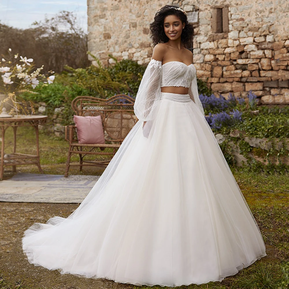 Bohemian Sweetheart Two Piece Wedding Dresses Fashion Lace Detachable Sleeves Chapel Train A-Line Bridal Gowns Vestidos De Novia
Bohemian Sweetheart Two Piece Wedding Dresses Fashion Lace Detachable Sleeves Chapel Train A-Line Bridal Gowns Vestidos De Novia
