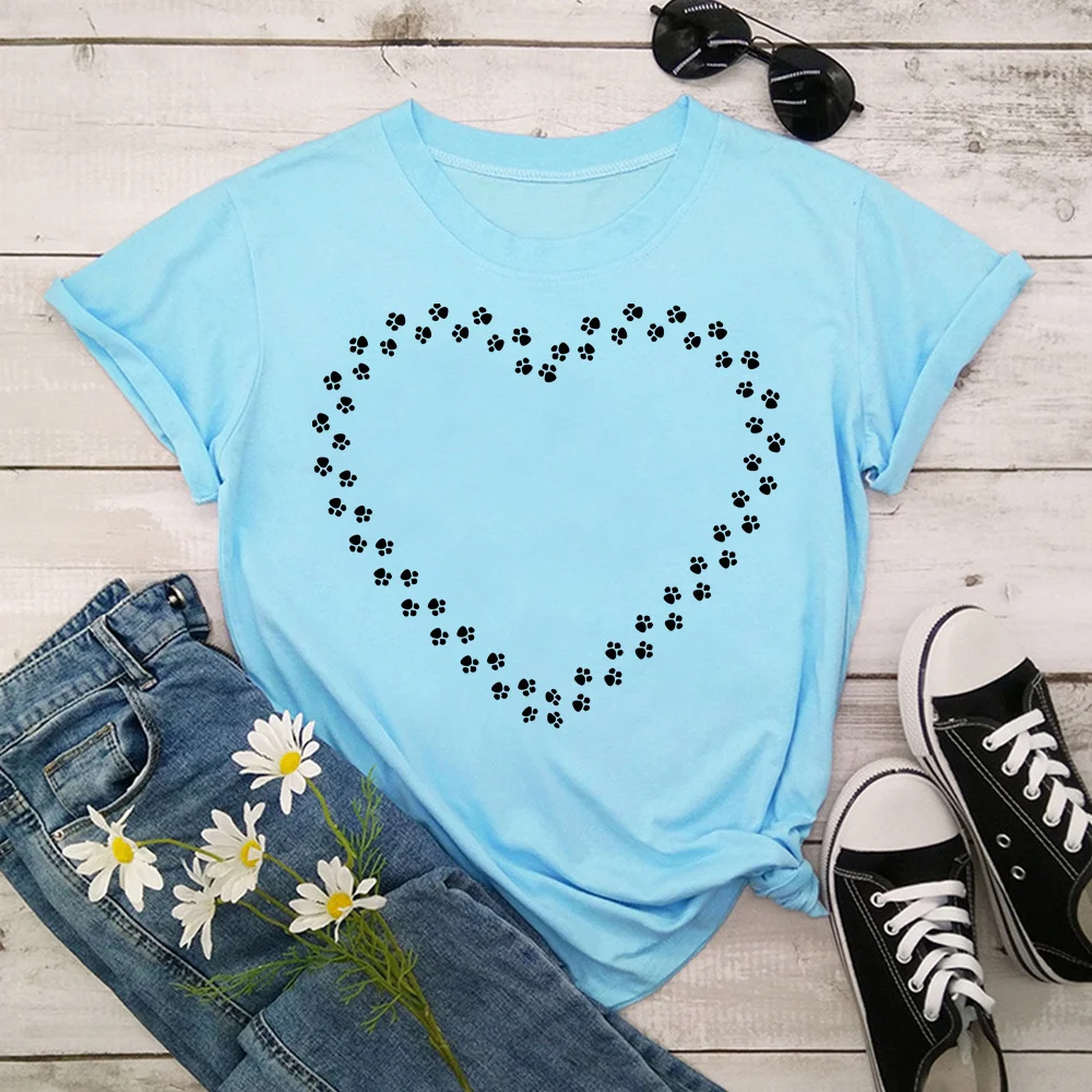 Paw print love Tshirt Women Summer Print Lady Casual T-Shirt Tops Streetwear Short Sleeve O-Neck Tees Tshirt TX8807
Paw print love Tshirt Women Summer Print Lady Casual T-Shirt Tops Streetwear Short Sleeve O-Neck Tees Tshirt TX8807
