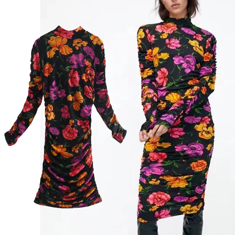 ZA Floral Printed Dress 2022 Women Half High Collar Mid-Calf Pleated Dress Fall Winter Causal Long Sleeve Elegant Dress Outfits
ZA Floral Printed Dress 2022 Women Half High Collar Mid-Calf Pleated Dress Fall Winter Causal Long Sleeve Elegant Dress Outfits