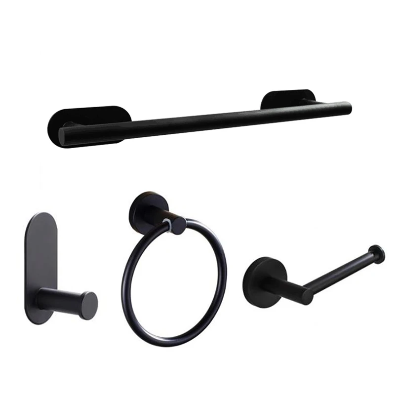 4Pcs Bathroom Hardware Bath Accessory Set Included Towel Bar, Robe Hook, Toilet Paper Holder And Towel Ring-Black
4Pcs Bathroom Hardware Bath Accessory Set Included Towel Bar, Robe Hook, Toilet Paper Holder And Towel Ring-Black