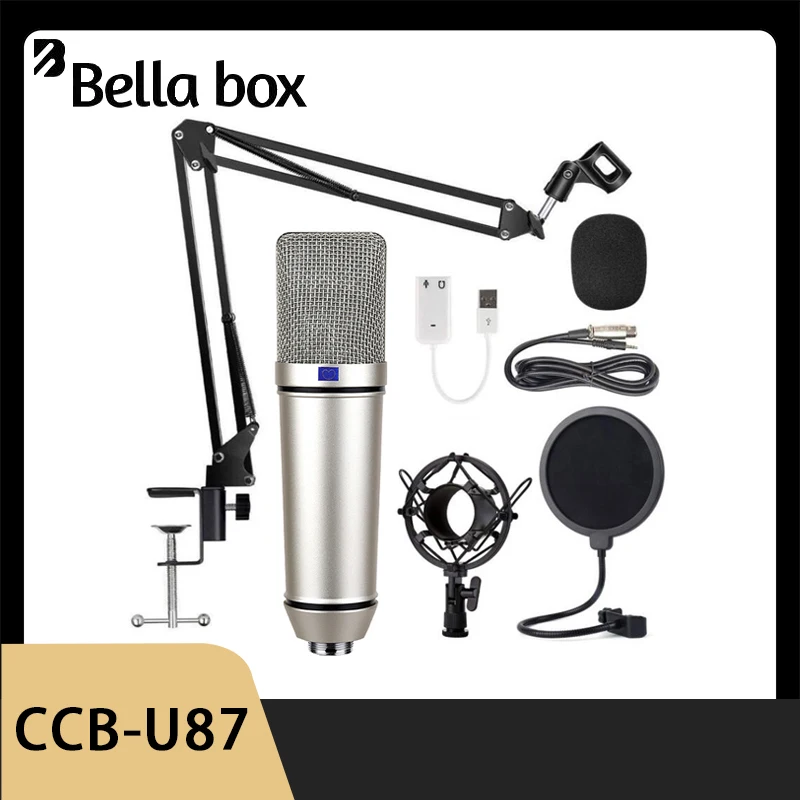 U87 Condenser Microphone Kit professional XLR Mic Studio for Computer With Arm Stand For Gaming Youtube Video Record
U87 Condenser Microphone Kit professional XLR Mic Studio for Computer With Arm Stand For Gaming Youtube Video Record
