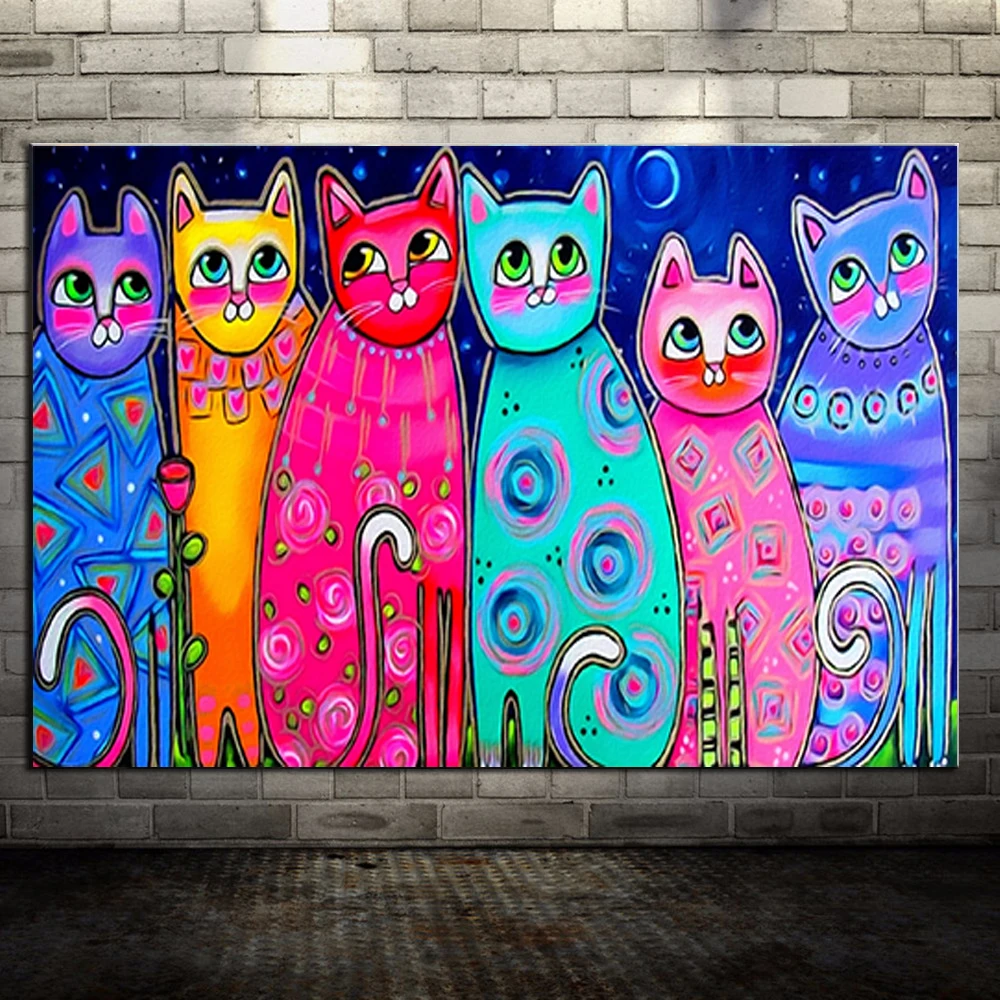 Colorful Graffiti Cats Canvas Paintings Wall Posters And Prints Animal Picture for Living Room Home Corridor Decoration Unframed
Colorful Graffiti Cats Canvas Paintings Wall Posters And Prints Animal Picture for Living Room Home Corridor Decoration Unframed