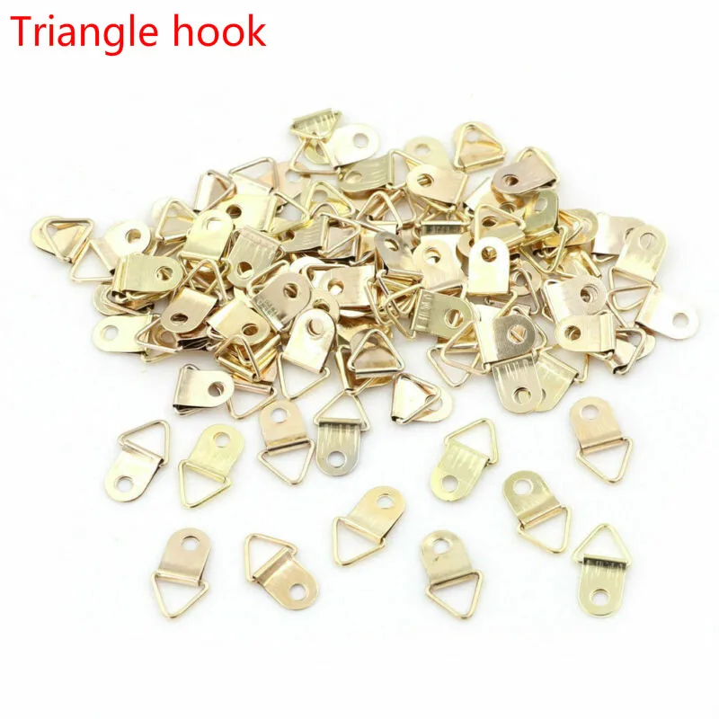 100 gold 10x22mm triangle D-ring hooks, oil painting frame hangers, art work photo wall hooks, used for painting and frame hooks
100 gold 10x22mm triangle D-ring hooks, oil painting frame hangers, art work photo wall hooks, used for painting and frame hooks