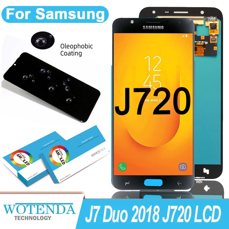 100% Оригинальный Amoled 5 ''дисплей для Samsung Galaxy J7 Duo 2018 J720 J720F Полный ЖК-дисплей