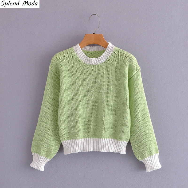 Splend Moda 2021 Autumn Winter New Fashion Casual Loose Contrast Pullover Sweater Long Sleeve College Style O-Neck Sweater Women
Splend Moda 2021 Autumn Winter New Fashion Casual Loose Contrast Pullover Sweater Long Sleeve College Style O-Neck Sweater Women