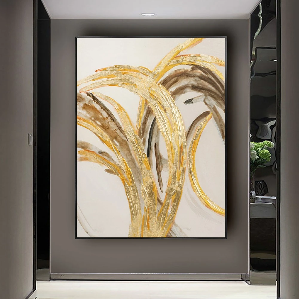 New 100% Handmade golden tree Oil Painting On Canvas gold Banana leaf Landscape Wall Picture Paintings Living Room Decoracion
New 100% Handmade golden tree Oil Painting On Canvas gold Banana leaf Landscape Wall Picture Paintings Living Room Decoracion