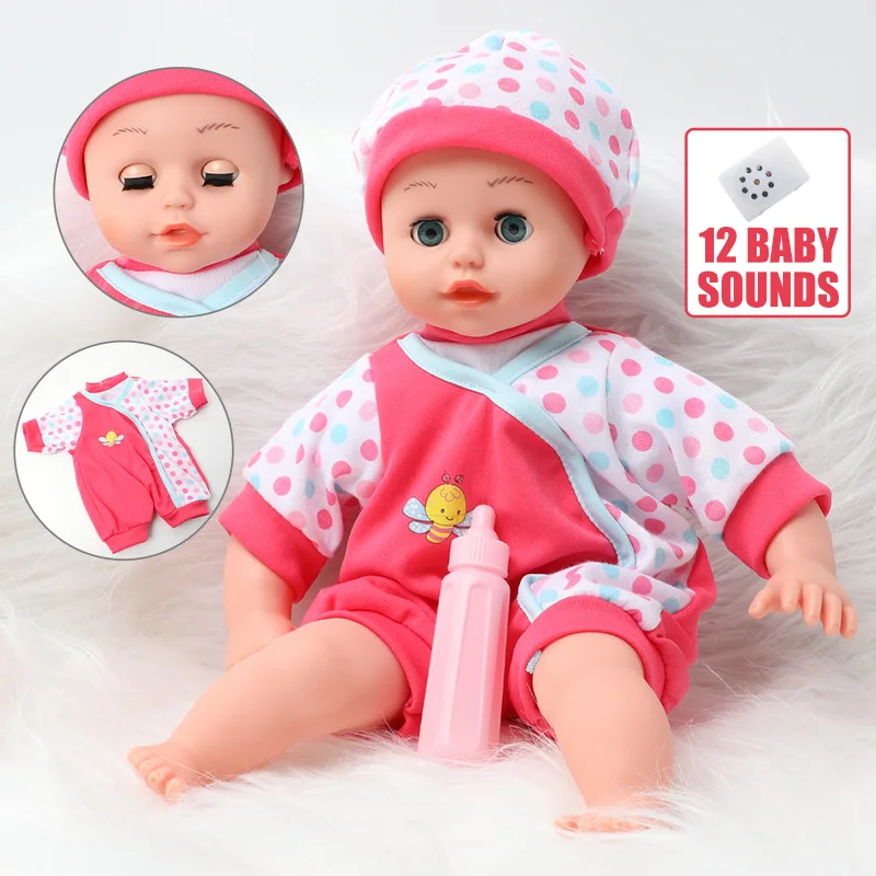 14 Inch Simulation Bebe Reborn Silicone Clothes Milk Bottle Set 36cm Realistic Sound Baby Doll for Toys Children Kids Gifts | Игрушки и