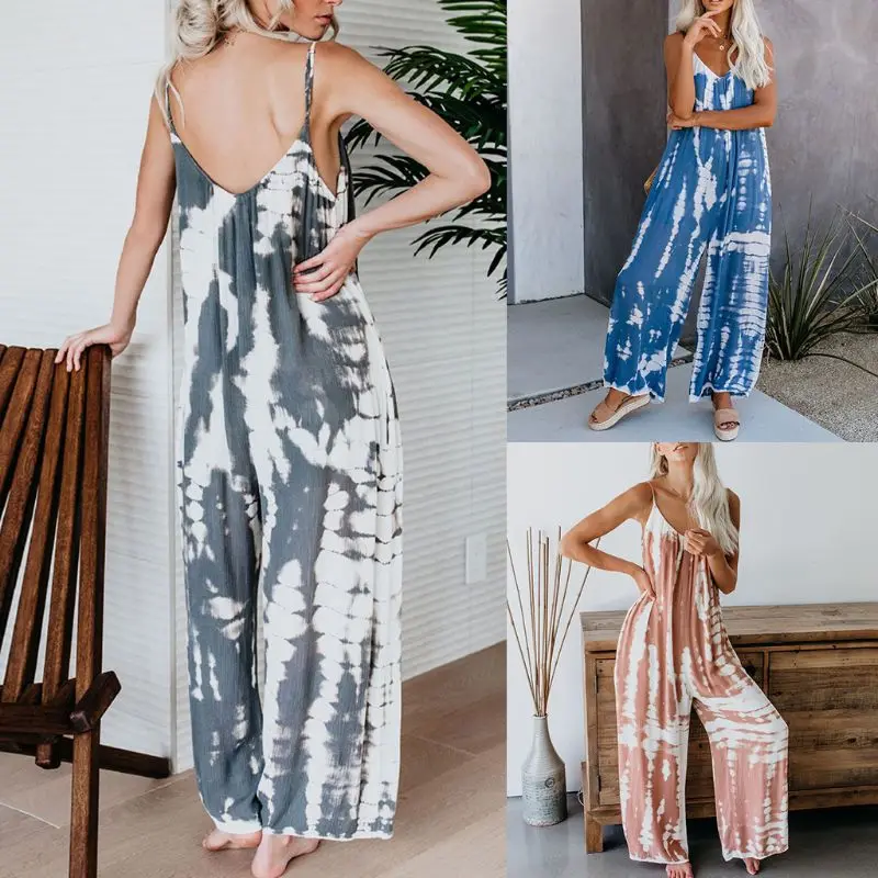 Women Spaghetti Strap Loose Jumpsuit Sexy V-Neck Wide Leg Pants Rompers Gradient Tie-Dye Beach Lounge Overall Playsuit
Women Spaghetti Strap Loose Jumpsuit Sexy V-Neck Wide Leg Pants Rompers Gradient Tie-Dye Beach Lounge Overall Playsuit
