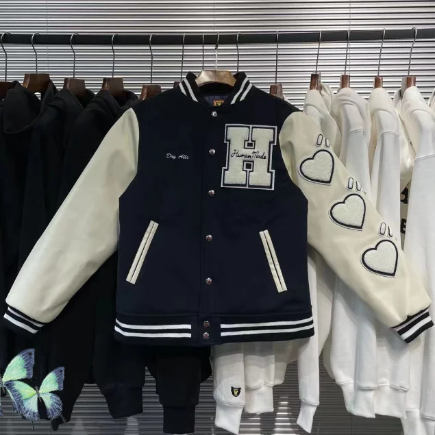 Embroidery Logo H Letter Men's Women's Human Made Baseball Jacket Outerwear Coat
Embroidery Logo H Letter Men's Women's Human Made Baseball Jacket Outerwear Coat
