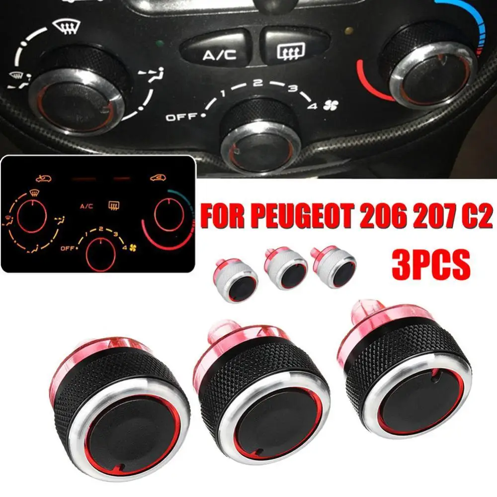 Hot Sale 80% 3Pcs Aluminum Alloy A/C Heater Switch Knob Buttons Set for Peugeot 206 207 C2
Hot Sale 80% 3Pcs Aluminum Alloy A/C Heater Switch Knob Buttons Set for Peugeot 206 207 C2